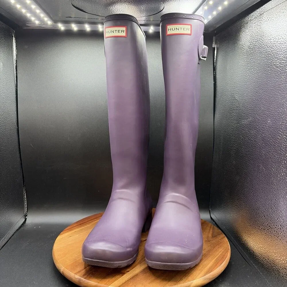 HUNTER Original Tour Womens Size 8 Boots Tall Purple Shoes